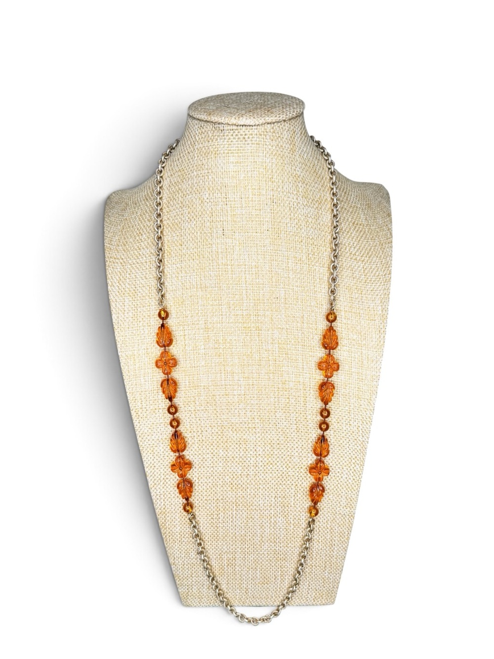 Vintage 1970s Sarah Coventry “Holiday Garden” Faux Amber Necklace - Picture 4 of 14